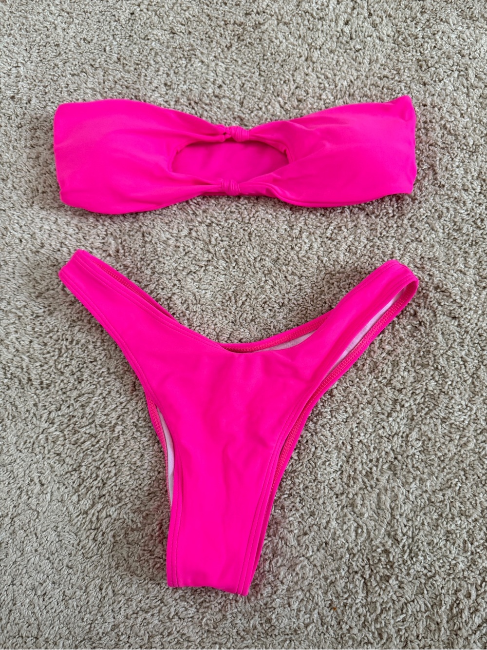 Hot Pink Bandeau Bikini Set